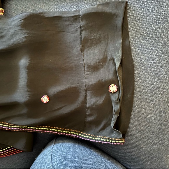 Farm Rio Black Rainbow Beaded Mirror Trim Trousers, size L - Picture 12 of 13